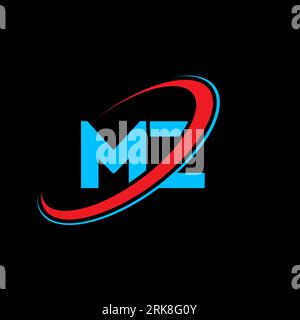 Logo MZ M Z lettre. Lettre initiale MZ cercle lié majuscule monogramme logo rouge et bleu. Logo MZ, motif M Z. mz, m z Illustration de Vecteur