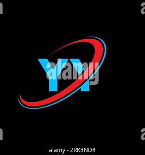 Logo YY y y lettre. Lettre initiale YY cercle lié majuscule monogramme logo rouge et bleu. Logo YY, conception y Y. yy, y y y Illustration de Vecteur