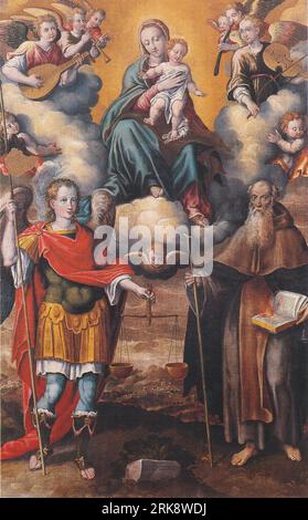 Madonna col Bambino e i santi Michele Arcangelo e Antonio Abate 1588 by Ercole Ramazzani Stock Photo