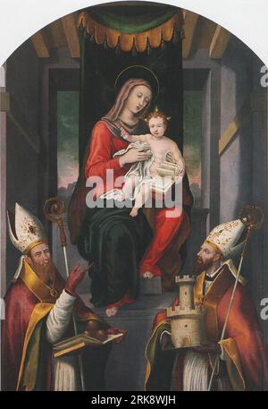 Madonna col Bambino in trono e i santi Agostino e Medardo 1583 by Ercole Ramazzani Stock Photo