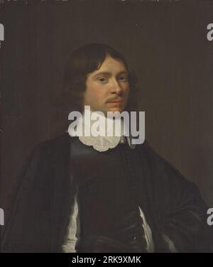Portrait d'un gentleman, dans un doublet noir et un col en dentelle blanche par Jacob Willemsz Delff le Jeune Banque D'Images