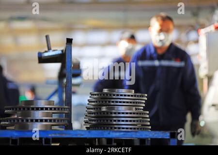 Comté de Luannan - 13 décembre 2018 : travailleurs occupés sur les lignes de production, Comté de Luannan, province de Hebei, Chine Banque D'Images