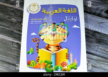 Le Caire, Egypte, août 18 2023 : Tawasol pour la langue arabe, Livres éducatifs utilisés par les écoliers égyptiens, apprentissage, enseignement, livres éducatifs c Banque D'Images