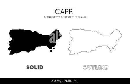 Carte Capri. Carte vectorielle vierge de l'île. Bordures de Capri pour votre infographie. Illustration vectorielle. Illustration de Vecteur