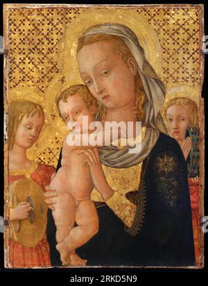 Madone et enfant avec deux anges entre 1400 et 1500 par Giovanni di ser Giovanni Guidi Banque D'Images