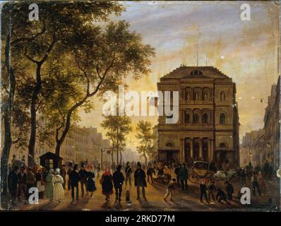 Le Théâtre de l'ambigu-comique et le boulevard Saint-Martin 1830 de Giuseppe Canella Banque D'Images