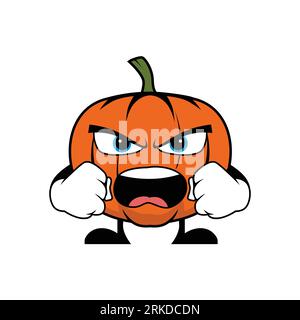 Angry Pumpkin Mascot Cartoon personnage Illustration de Vecteur