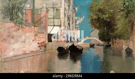 Sur le chemin du jardin public à Venise, Italie, peinture à l'aquarelle de Francis Hopkinson ca. 1895 Banque D'Images