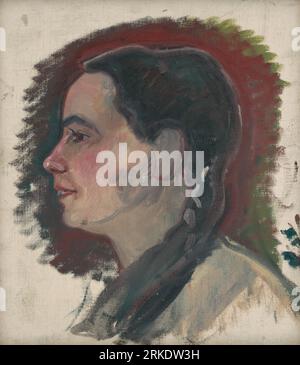 Portrait d'une jeune femme avec une tresse 1925 par Arnold Peter Weisz-Kubínčan Banque D'Images