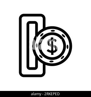 De l'argent. Vecteur de l'icône de la ligne. Système de paiement. Pièces et 100 Dollar Sign isolé sur fond blanc. Télévision style design. Concept d'entreprise. Illustration de Vecteur