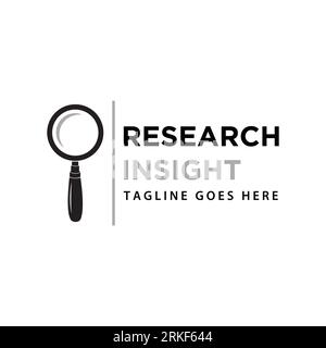 Modèle vectoriel d'icône de logo Research Insight. Logo de recherche avec symbole de loupe simple et élégant. Illustration de Vecteur