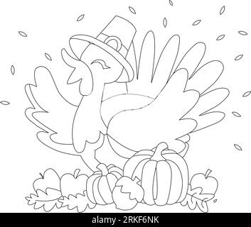 Merci intemporel : Thanksgiving Line Art et Illustration vectorielle pour tous les âges. page de livre de coloriage. Illustration de Vecteur