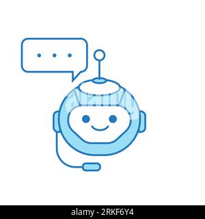 Conception d'icône Chatbot ou Assistant virtuel avec Bubble Speech et icône casque Illustration de Vecteur