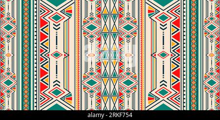 Ornement folklorique géométrique Ikat pour céramique, papier peint, textile, web, cartes. Motif ethnique. Décoration de bordure. Design amérindien, Navajo. Mexica Illustration de Vecteur