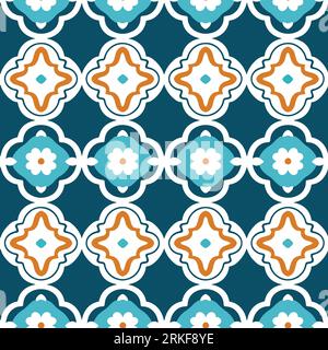 Un quatrefoil orange et bleu sur fond bleu. Motif sans couture. Vecteur Illustration de Vecteur