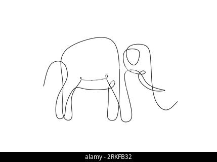 Dessin continu d'une ligne d'un éléphant Illustration de Vecteur