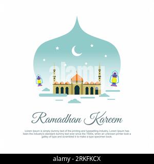 Illustration de Ramadan Kareem fond de salutation islamique avec belle lanterne traditionnelle arabe pour la célébration de la fête de la communauté musulmane. Illustration de Vecteur