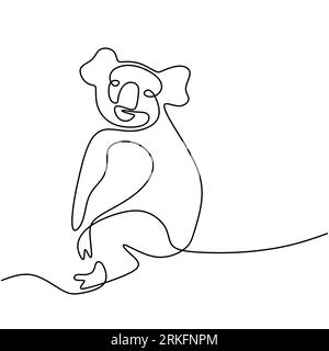 Un dessin continu de koala adorable. Concept de mascotte petit ours d'Australie pour l'icône du parc de conservation. Mignon koala animal isolé sur WHI Illustration de Vecteur