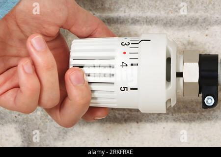 Réglage de température de radiateur avec Piggy Bank Banque D'Images