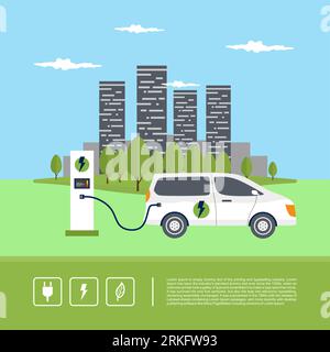 Bannière de voiture intelligente électrique moderne Illustration de Vecteur