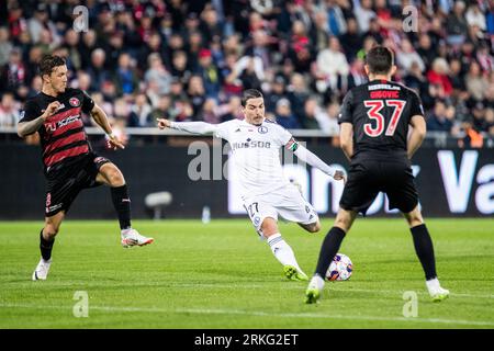 Herning, Danemark. 24 août 2023. Josue (27) de Legia Warszawa vu lors du match de qualification de l'UEFA Conference League entre le FC Midtjylland et Legia Warszawa au MCH Arena de Herning. (Crédit photo : Gonzales photo/Alamy Live News Banque D'Images