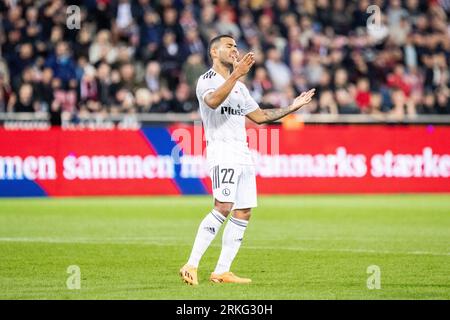 Herning, Danemark. 24 août 2023. Juergen Elitim (22) de Legia Warszawa vu lors du match de qualification de l'UEFA Conference League entre le FC Midtjylland et Legia Warszawa au MCH Arena de Herning. (Crédit photo : Gonzales photo/Alamy Live News Banque D'Images