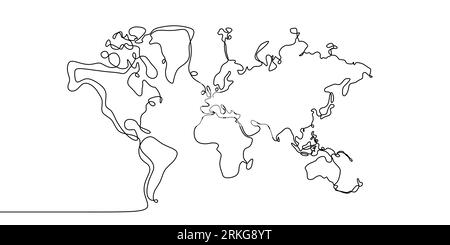 Dessin au trait continu de globes terre. Globe toile de fond de silhouette de carte du monde similaire pour l'éducation, Voyage dans le monde entier, graphiques d'information, Science, Web Pres Illustration de Vecteur