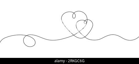 Vecteur de ligne continue de coeurs. Un dessin au trait continu pour la Saint-Valentin. Sentir l'harmonie, le caractère Illustration de Vecteur