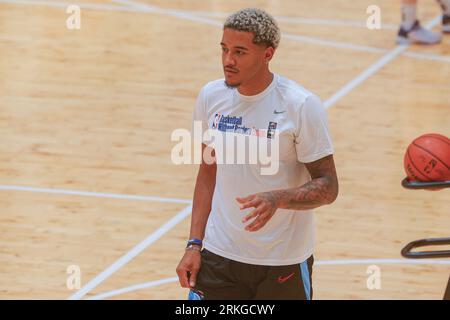 Wroclaw, Wroclaw, Pologne. 25 août 2023. Jeremy Sochan apparaît à Wroclaw dans le cadre du camp européen NBA ''Basketball sans frontières'' (image de crédit : © Krzysztof Zatycki/ZUMA Press Wire) À USAGE ÉDITORIAL UNIQUEMENT ! Non destiné à UN USAGE commercial ! Banque D'Images