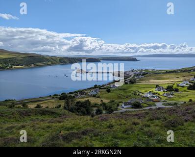 Une vue aérienne de la baie d'Idrigil, île de Skye, Écosse Banque D'Images