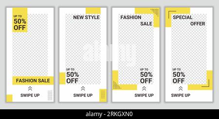 Ensemble de modèle de bannière de médias sociaux moderne éditable à la mode. Collection créative de modèles de publications sur les réseaux sociaux. Bannière Web pour la promotion des médias sociaux. SPE Illustration de Vecteur