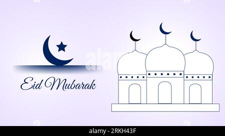 EID Mubarak Salutations avec Crescent Moon et Stars Banque D'Images