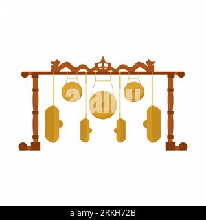 Icône vectorielle de Kempul, un instrument javanais traditionnel. C'est un type de gong suspendu utilisé dans le gamelan indonésien. Instrument de percussion traditionnel Illustration de Vecteur
