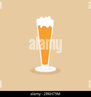 Un verre de bière froide avec une boisson icône en mousse. Buvez de la bière alcoolisée avec vos amis. Illustration d'élément simple vectoriel plat à partir d'isolat alimentaire modifiable Illustration de Vecteur