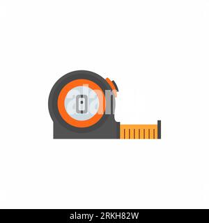 Roll Meter en plat tendance. Outil de compteur manuel, compteur de construction, icône de mètre ruban isolé sur fond blanc. Papeterie pour menuisier en dessin animé St Illustration de Vecteur