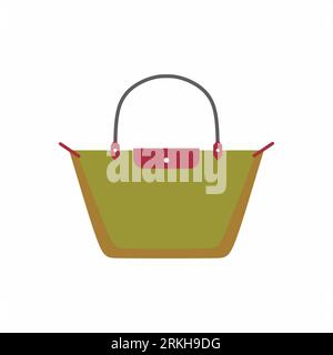 Sac de femme Minaudiere dans le style de dessin animé. Accessoire féminin de mode moderne avec couleur verte. Sacs à main à la mode et tendance isolés sur backgroun blanc Illustration de Vecteur