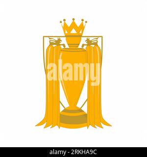 Coupe anglaise de la ligue de football. Prix du gagnant. Coupe d'or avec drapeau anglais sur fond blanc. Concept de prix, leadership, victoire et succès. Vecteur Illustration de Vecteur
