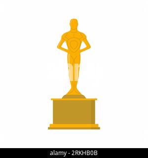 Icône du trophée Oscar. Un prix pour le mérite artistique et technique dans l'industrie cinématographique. Symbole du trophée Hollywood. Les prix les plus célèbres et les plus prestigieux de Illustration de Vecteur