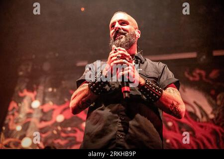 Oslo, Norvège. 23 août 2023. Le groupe américain de metalcore Killswitch engage donne un concert au Rockefeller à Oslo. Ici, le chanteur Jesse Leach est vu en direct sur scène. (Crédit photo : Gonzales photo - Terje Dokken). Banque D'Images