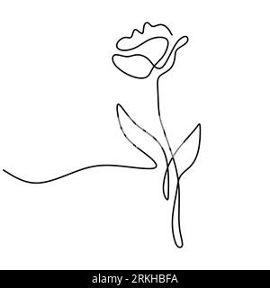 Fleur de tulipe un dessin de contour minimaliste au trait continu. Élément de design floral de printemps isolé sur fond blanc. Belle fleur natur Illustration de Vecteur