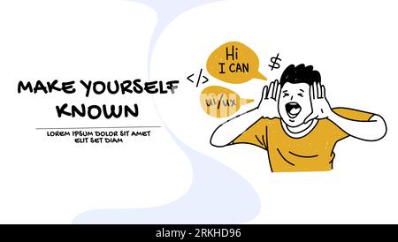 Vous présenter vous-même et le concept de compétences de communication Illustration de Vecteur