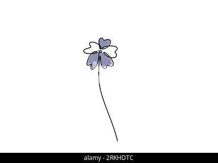 Dessin continu d'une ligne de fleur Shibazakura colorée dans un style minimaliste. Belle Moss Phlox une espèce de plante à fleurs isolée sur bac blanc Illustration de Vecteur