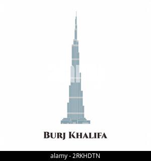 Burj Khalifa à Dubaï, Émirats arabes Unis. C'est un endroit merveilleux à visiter. Panorama sur les toits de Dubaï. Bâtiment moderne paysage urbain Voyage d'affaires et à Illustration de Vecteur