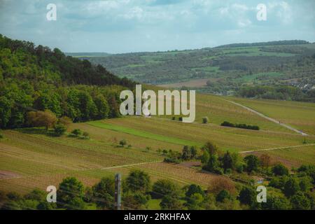 Vue aérienne d'un paysage rural à Wurzburg, Allemagne Banque D'Images