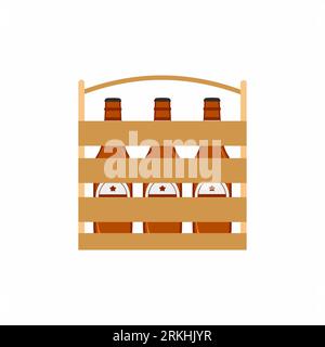 Pique-nique avec élément plat de panier à champagne bouteille Illustration de Vecteur