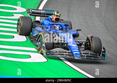 25 août 2023 ; circuit Zandvoort, Zandvoort, Hollande du Nord, pays-Bas; Formula 1 Heineken Dutch Grand Prix 2023 ; Free Practice Day ; Logan Sargeant (USA) dans la voiture Williams Racing Banque D'Images