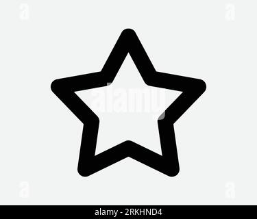 Star Line icon favori enregistré Noir blanc mince contour forme Christmas Element Award Sky style 5 cinq points bouton Mark App Web Vector Symbol Sign Illustration de Vecteur