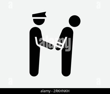 Icône d'arrestation prisonnier arrêté crime criminel menottes de police voleur prison sécurité Noir blanc contour forme vecteur Clipart symbole de signe graphique Illustration de Vecteur