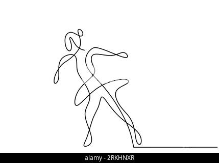 Un dessin au trait continu d'une fille de patinage artistique. Jeune femme heureuse jouant au patinage sur glace dans la zone de glace tout en dansant librement. Concept de sport d'hiver iso Illustration de Vecteur