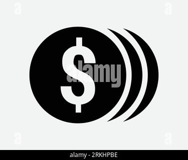 Coins pile icône coin Bundle richesse argent devise espèces Banque d'investissement Banque Finance Noir blanc contour forme vecteur Clipart Artwork Sign symbole Illustration de Vecteur